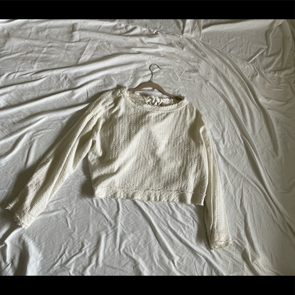 Free People white open back sweater
